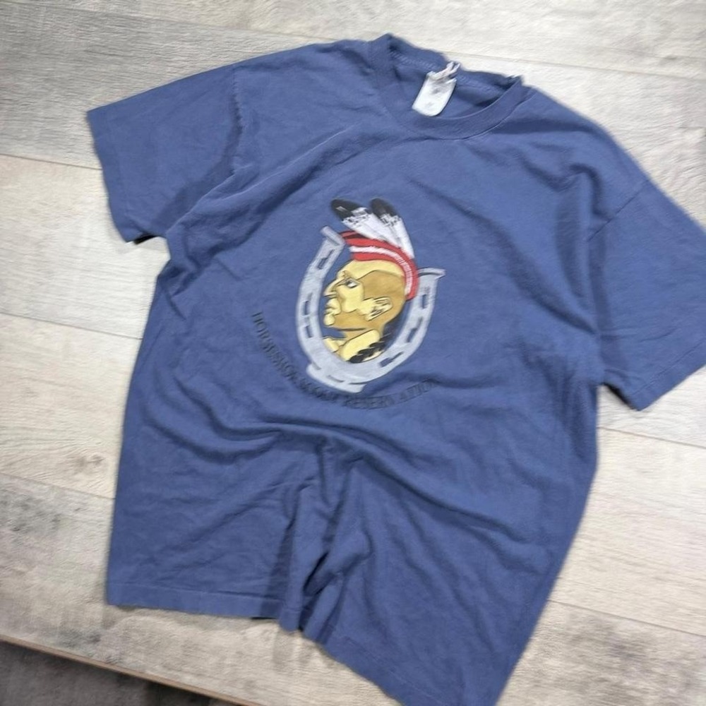 Vintage 90s single stitch, blue horseshoe scout reservation, T-shirt, size XL - Picture 4 of 4